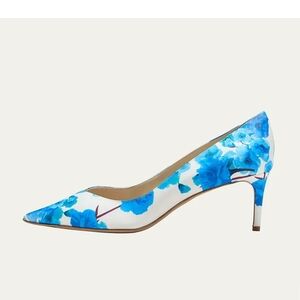 FSJ Blue and White Floral Heels